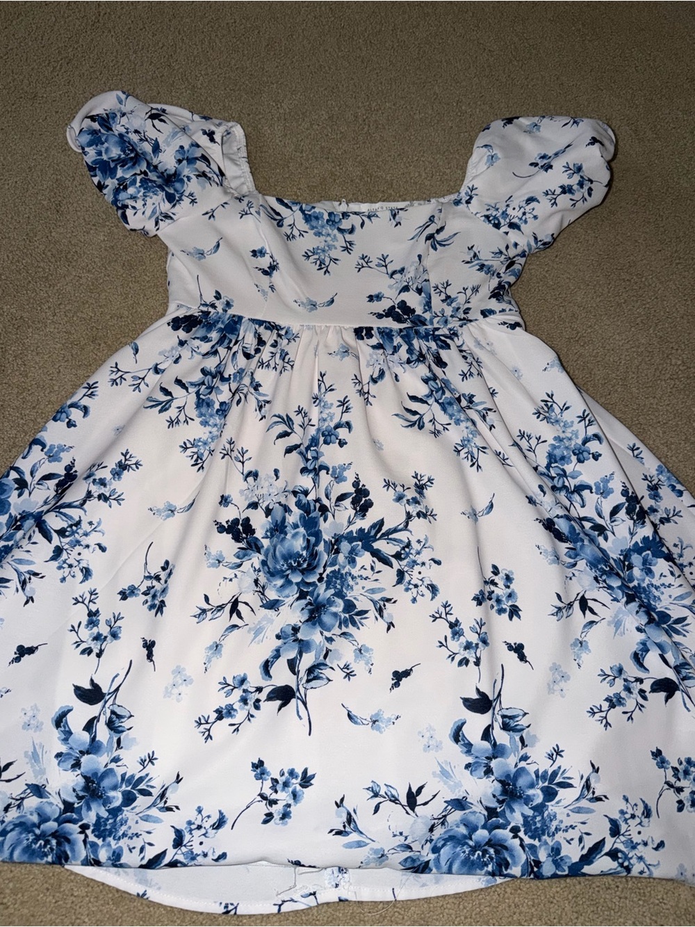 Altar'd State White Top with Blue Floral Trim
